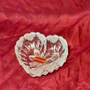 Vintage 24% Lead Crystal Heart Trinket Candy Dish Germany Valentine Hofbauer